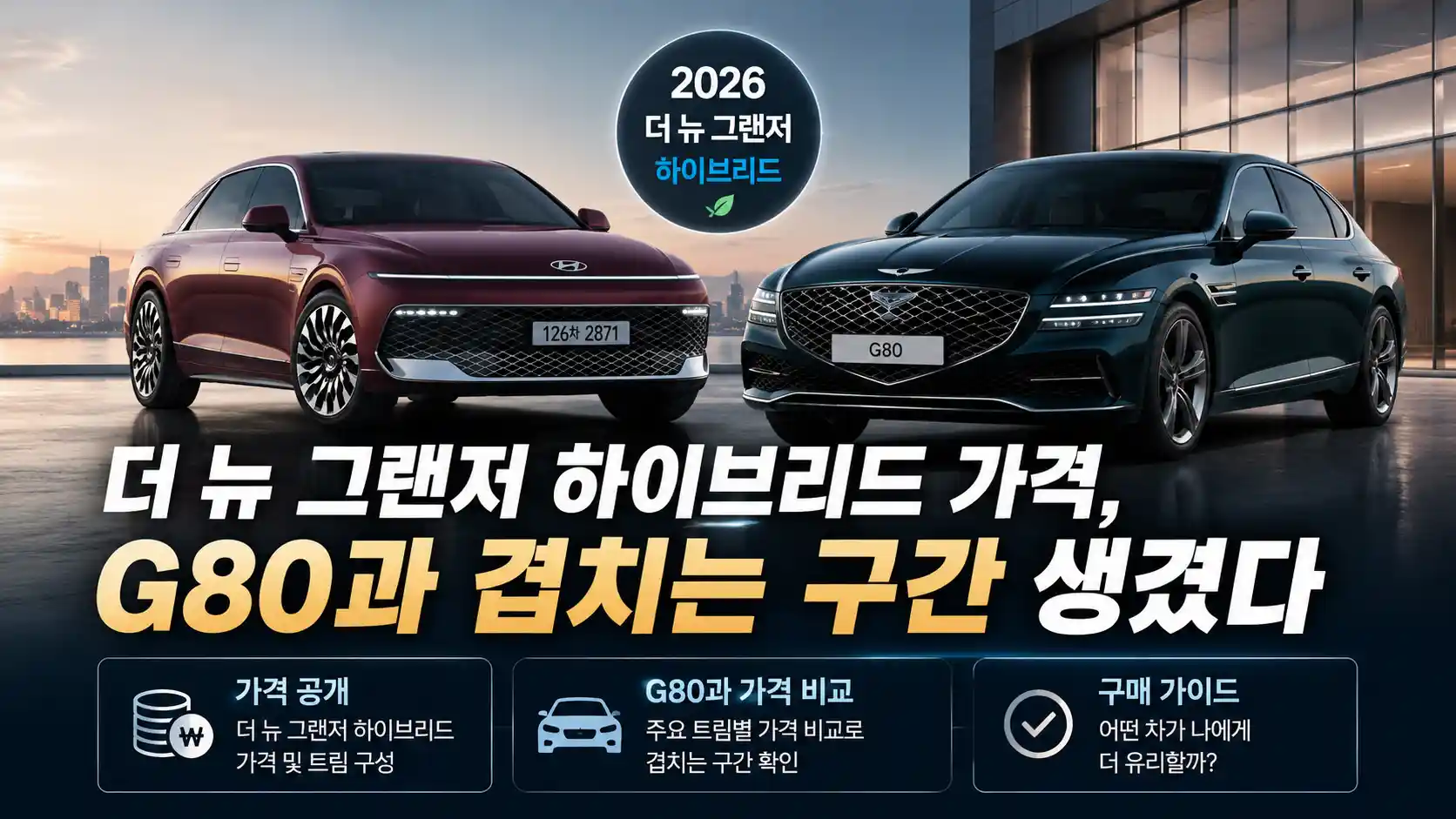 더 뉴 그랜저 하이브리드 가격, G80과 겹치는 구간 생겼다